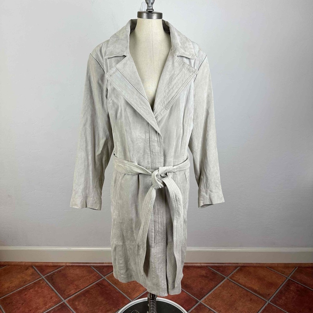NWOT Halston 100% Leather Trench Coat w/ Belt